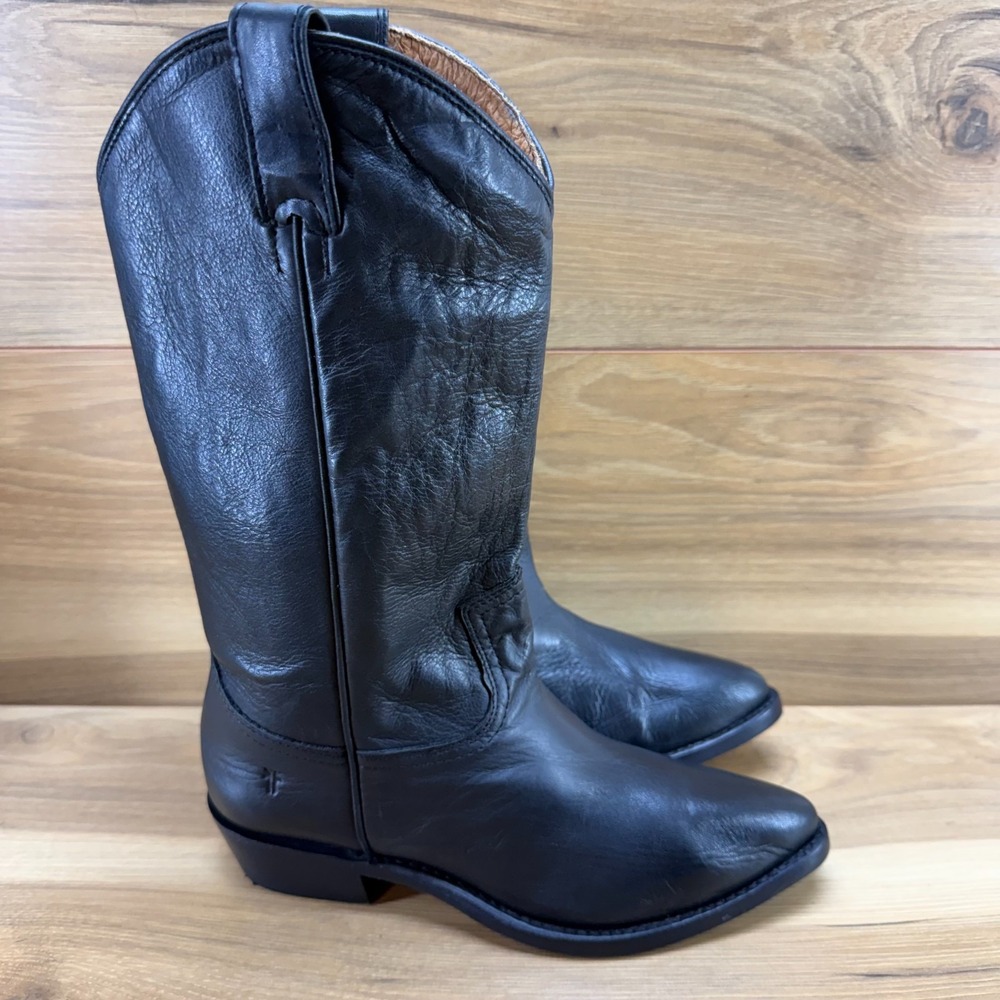 FRYE Billy Western Boot Womens 7 B Black Leather Mid Calf Pull On Riding Rodeo